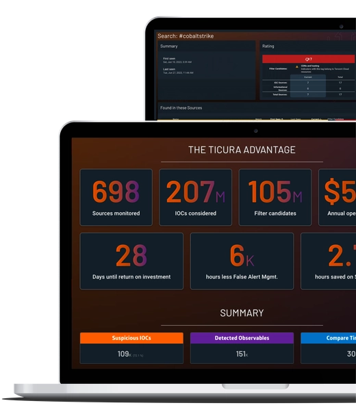 Computer screens with ticura apps shown on screen